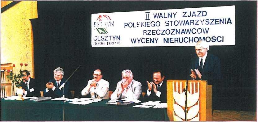 II Zjazd – od lewej: Janusz Jasiński, Jerzy Bilewicz, Zygmunt Bojar, Andrzej Hopfer, Henryk Jędrzejewski (przemawia)